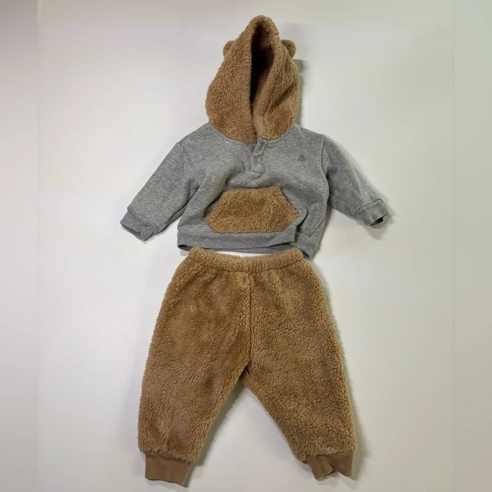 GAP Baby Teddy Bear Sherpa 2-Piece Outfit | 3–6 Months | Cozy Brown Set